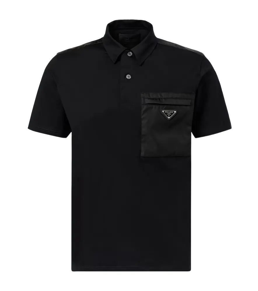 Prada Re-Nylon cotton-blend polo shirt