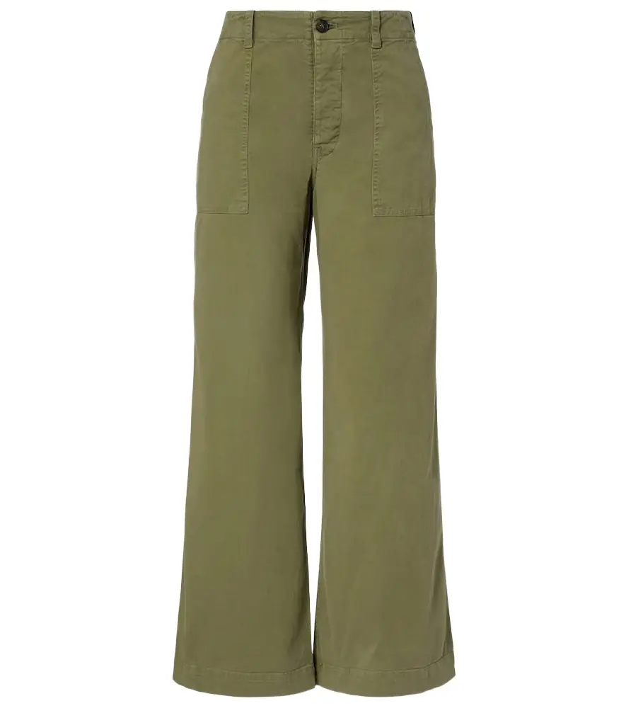 Nili Lotan Leon mid-rise cotton twill wide-leg pants