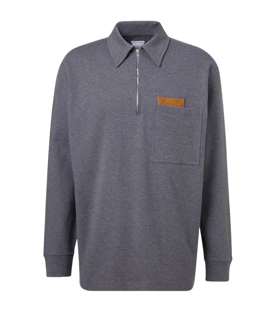 Bottega Veneta Intrecciato cotton jersey polo sweater
