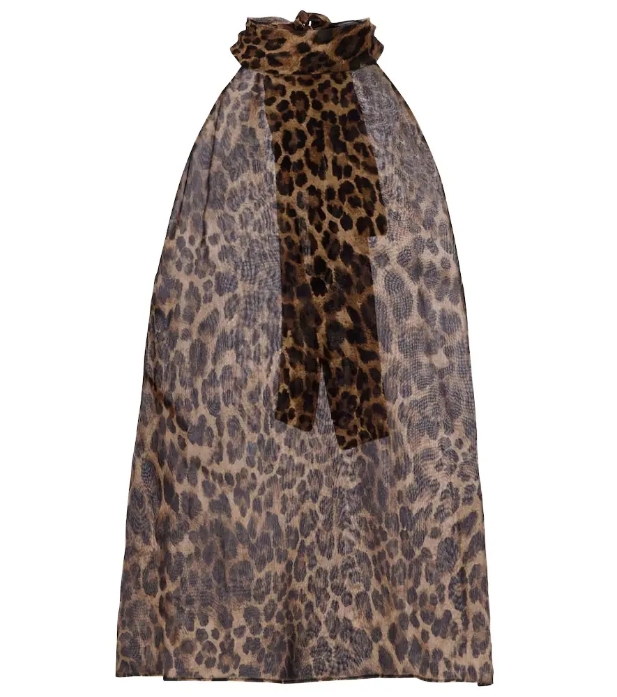 Nili Lotan Alla tie-neck leopard-print silk top