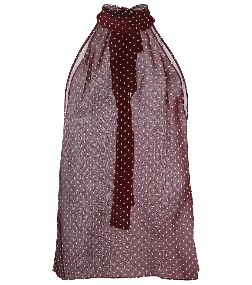 Nili Lotan Alla polka-dot halterneck silk top