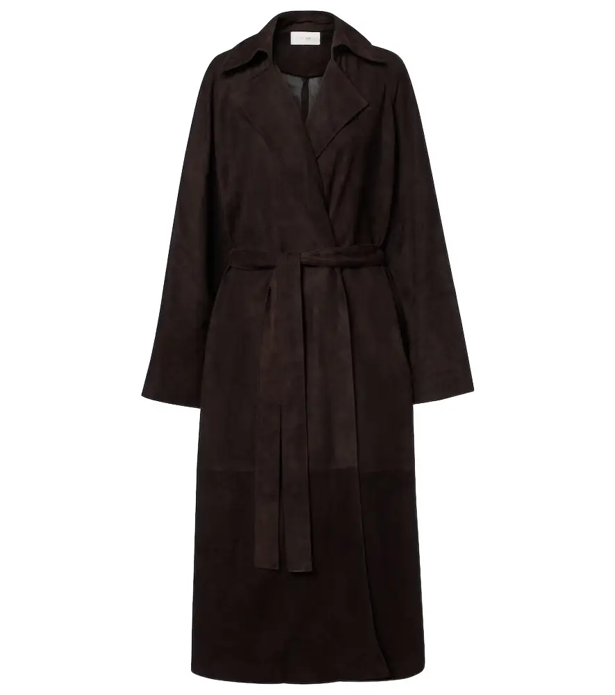 The Row Solana suede wrap coat