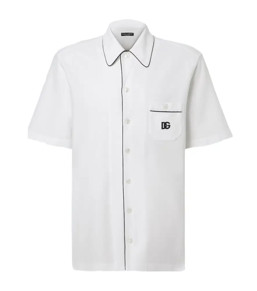Dolce & Gabbana DG cotton and silk piqué bowling shirt