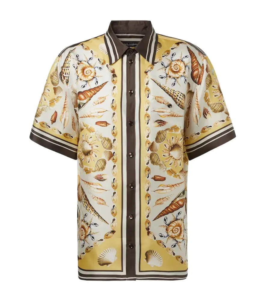 Dolce & Gabbana Printed silk twill bowling shirt