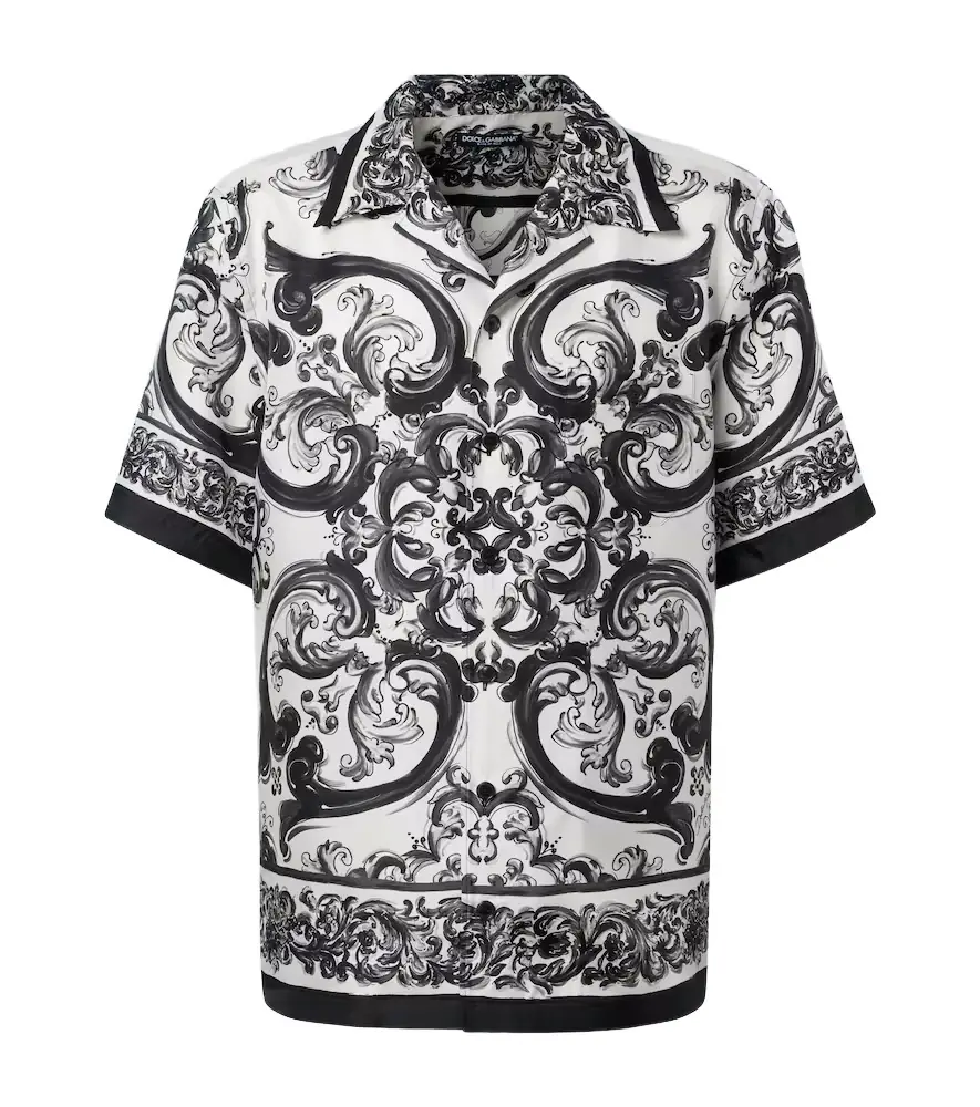 Dolce & Gabbana Majolica silk twill bowling shirt