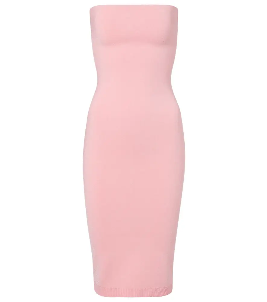 Jacquemus Sera strapless piqué midi dress
