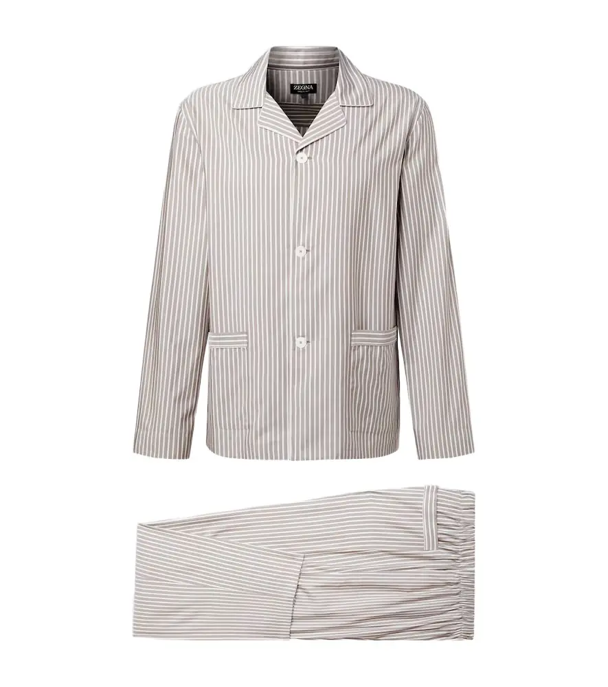 Zegna Striped silk, cotton, and cashmere pajamas