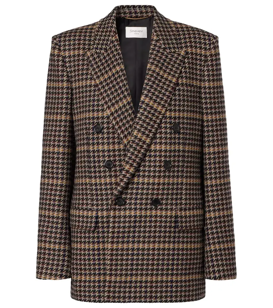 Saint Laurent Houndstooth double-breasted wool blazer