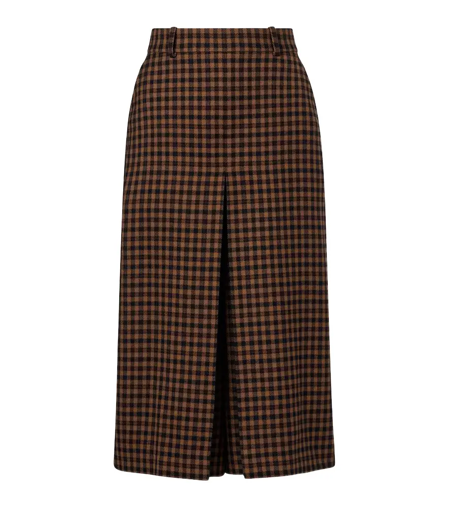 Saint Laurent Gingham mid-rise wool culottes