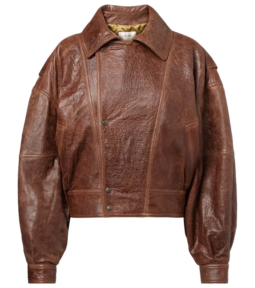 Saint Laurent Double-breasted leather bomber jacket