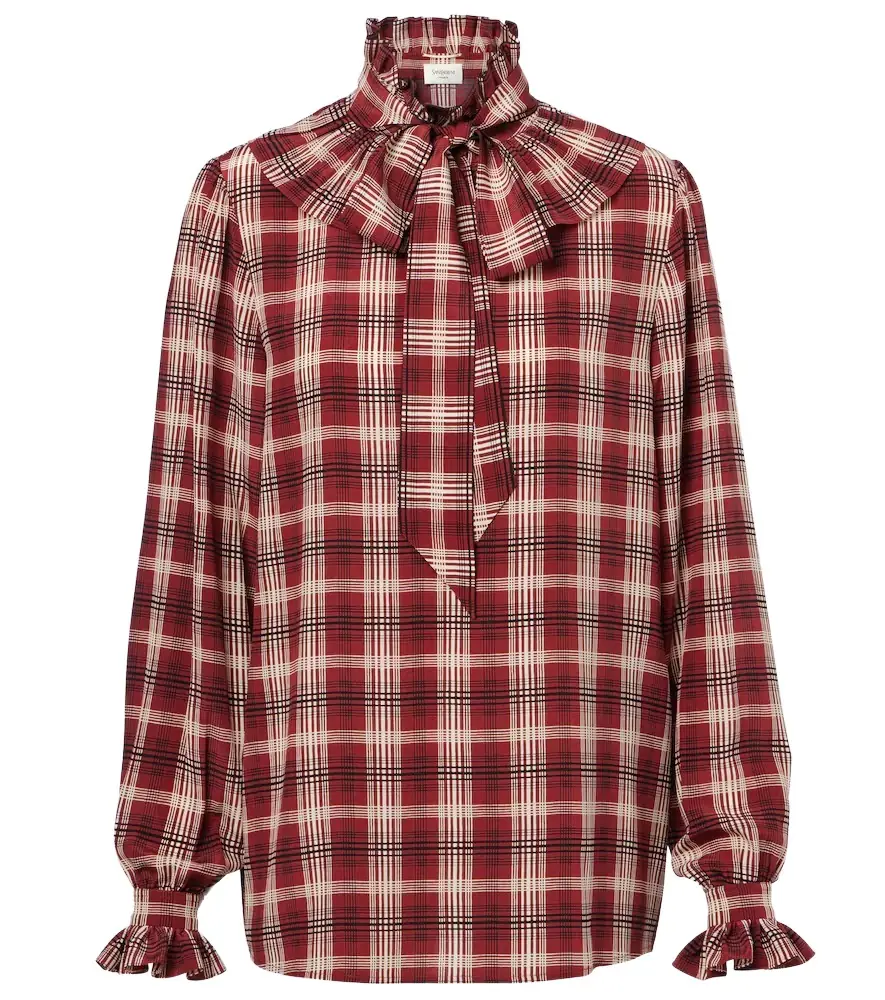 Saint Laurent Checked silk blouse