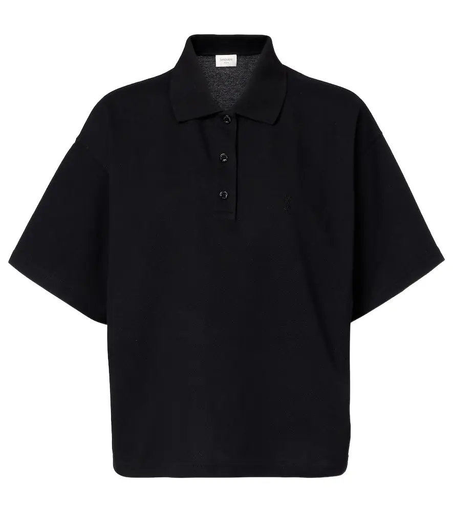 Saint Laurent Cassandre cotton-blend piqué polo shirt