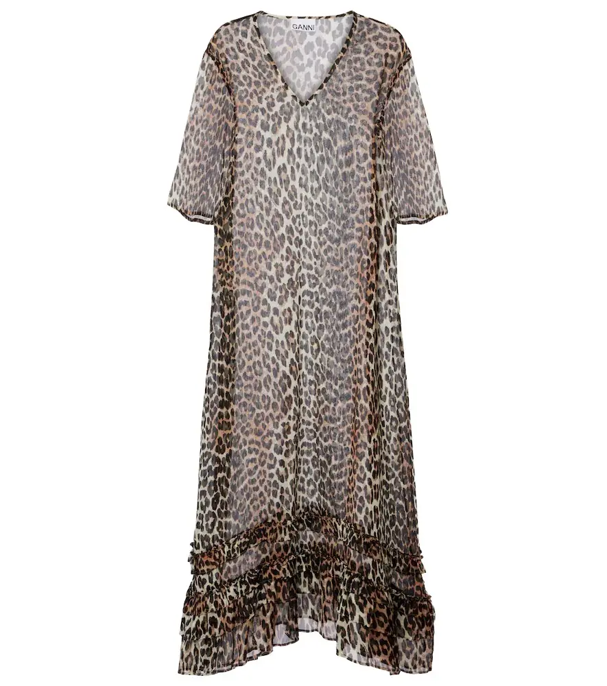 sheer leopard midi dress Banana Republic Print Sheer Midi Dress, Leopard Print SIZE 2P 2 P #584212 x0712