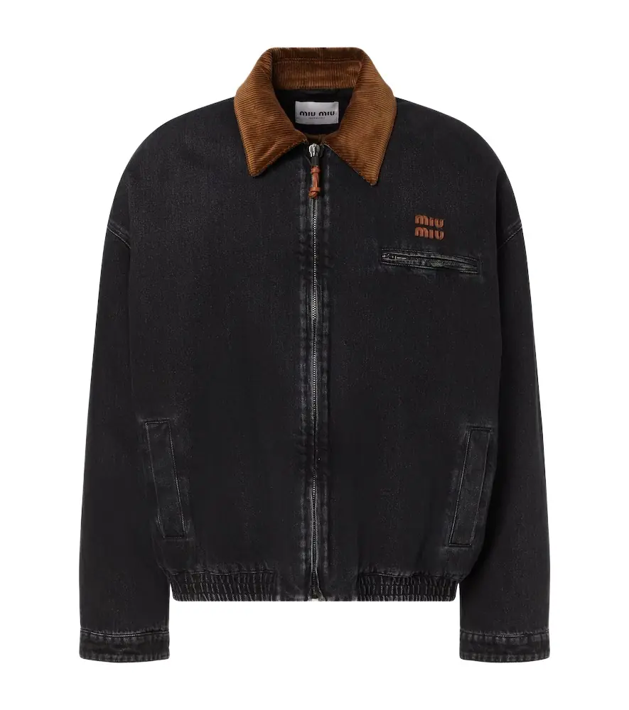 Miu Miu Corduroy-trimmed denim blouson jacket