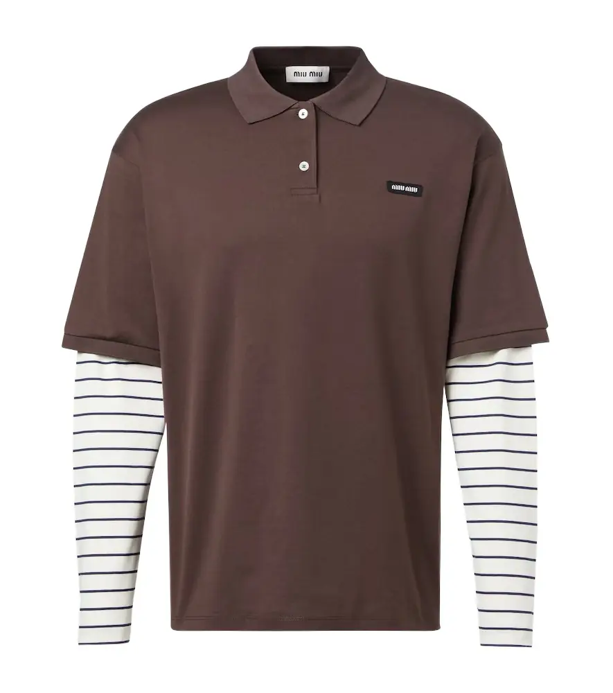 Miu Miu Layered striped cotton polo shirt