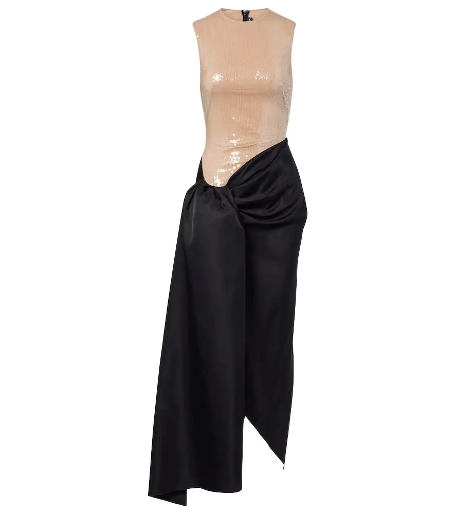 david koma maxi dress David Koma Cutout Lace And Cady Maxi Dress In Black - 85% Off