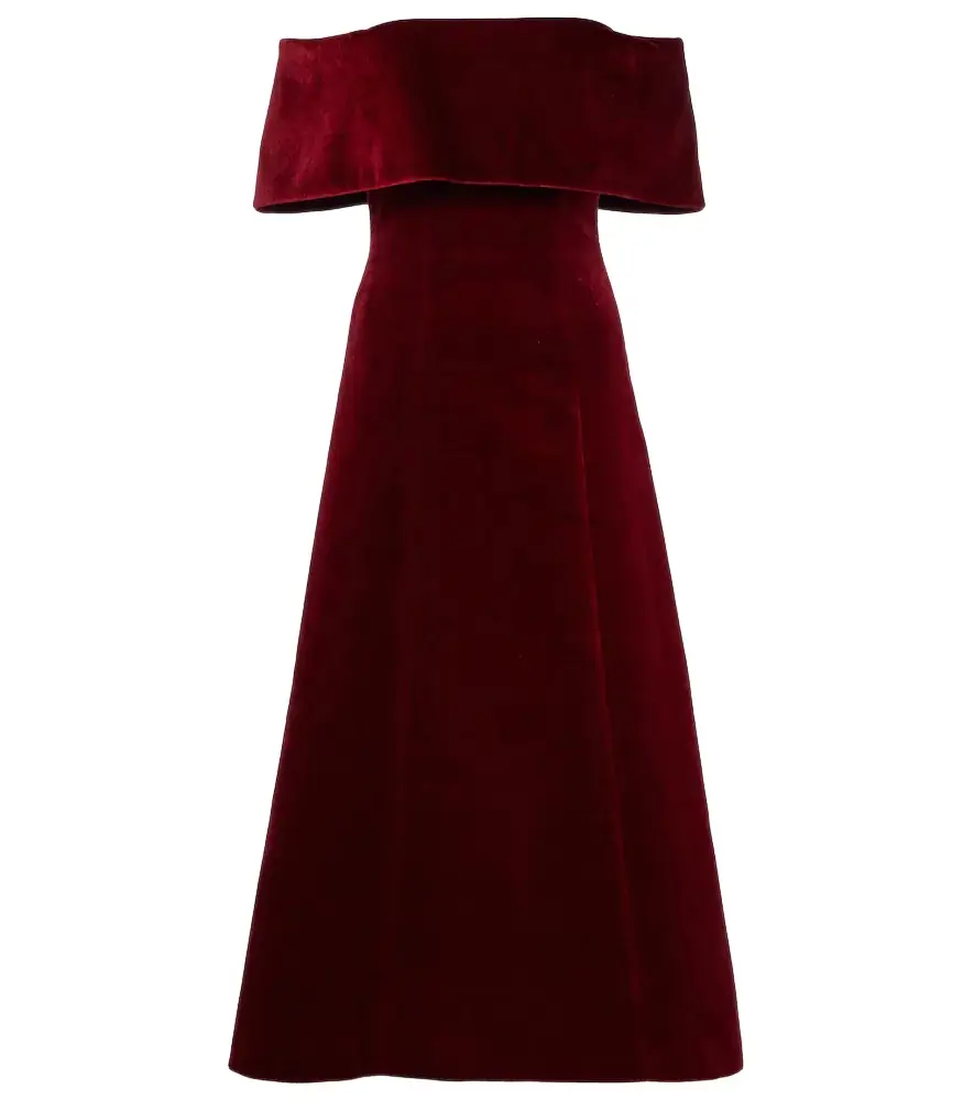 Emilia Wickstead Carita off-shoulder cotton velvet midi dress