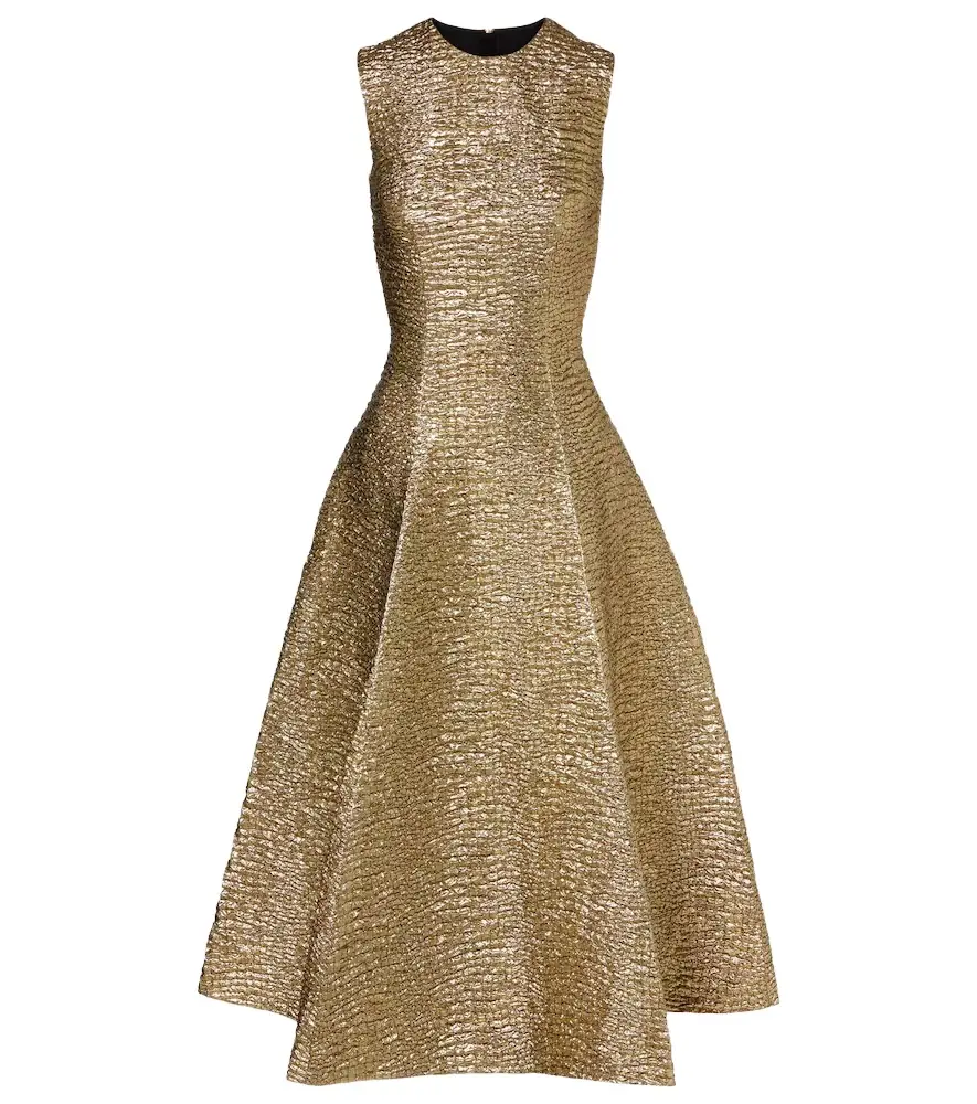 Emilia Wickstead Mara metallic-effect seersucker midi dress