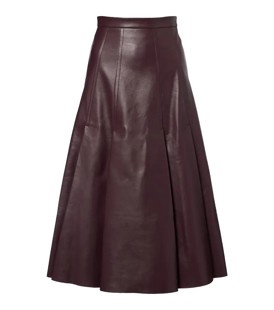 Emilia Wickstead Kensie high-rise leather midi skirt