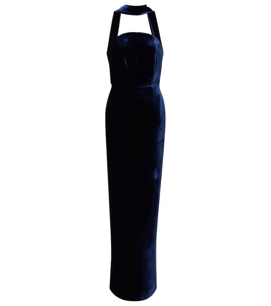 Roland Mouret Scarf-detail velvet corset gown