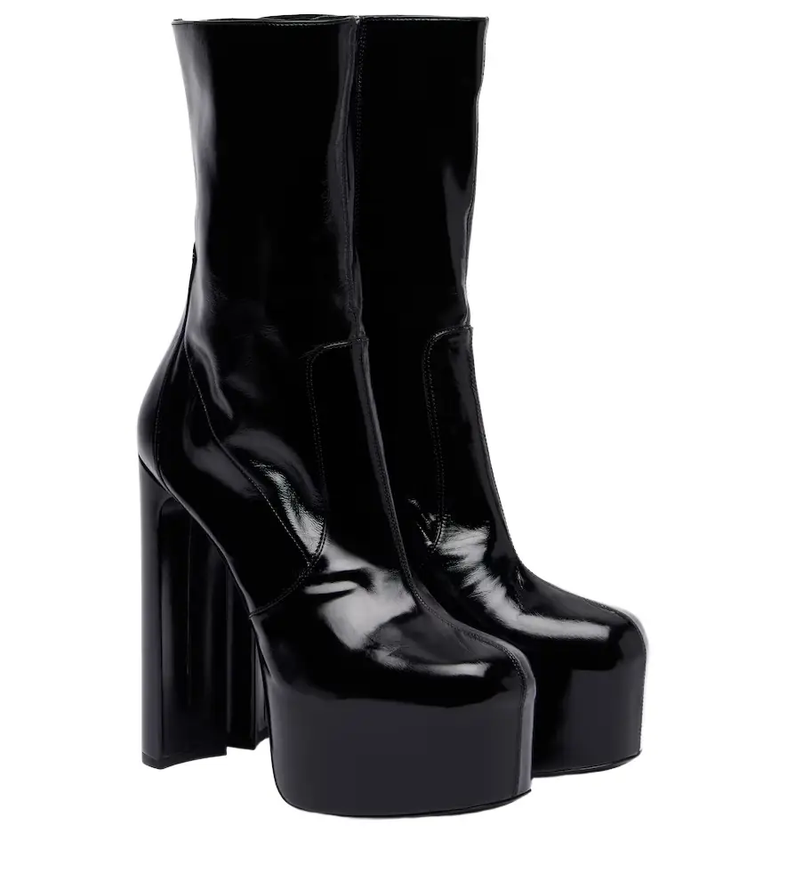 Saint Laurent Billy 95 leather platform mid-calf boots - Women's Shoes