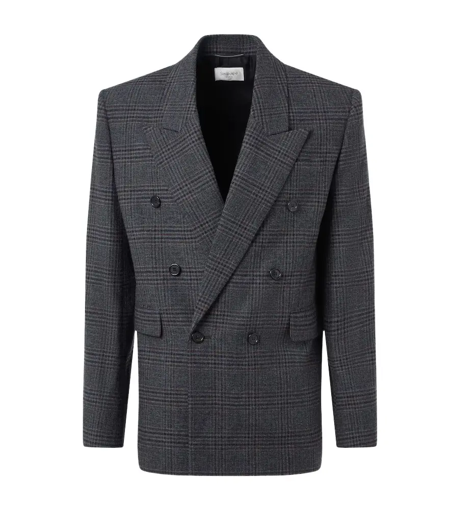 Saint Laurent Checked wool and cashmere blazer