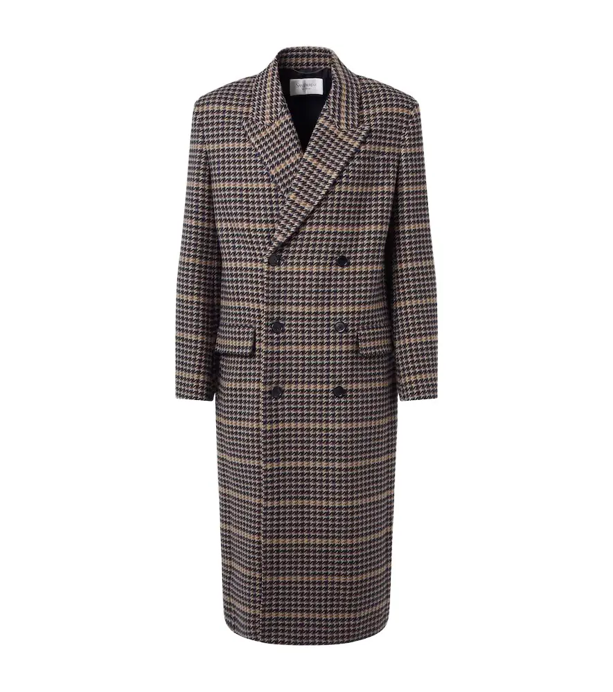 Saint Laurent Houndstooth wool overcoat