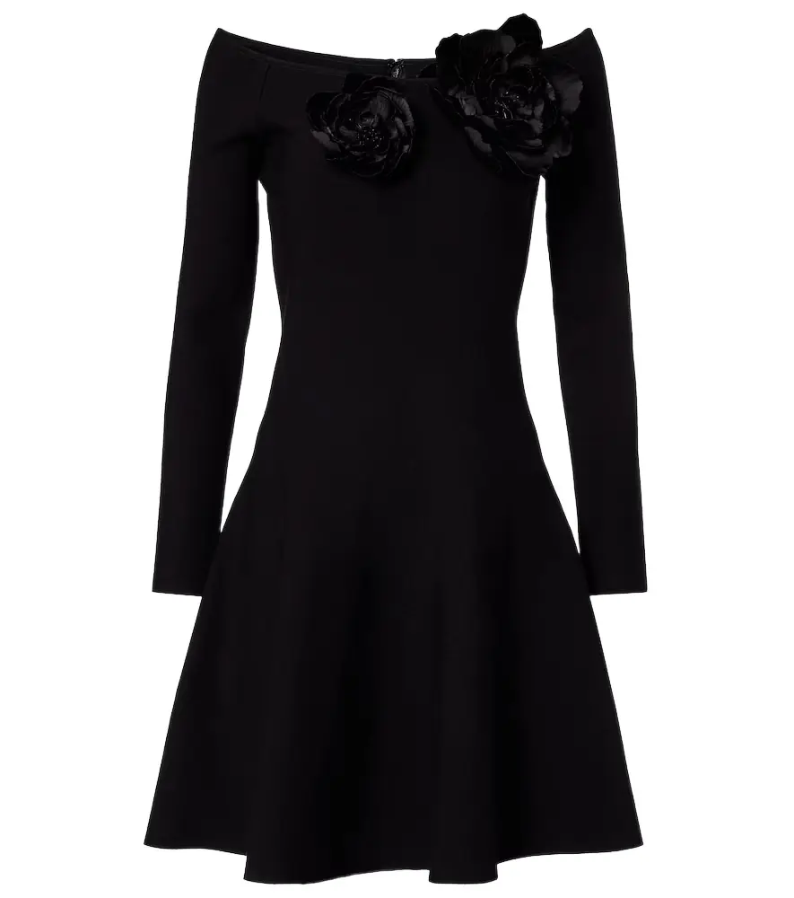 Oscar de la Renta Floral-appliqué off-shoulder minidress