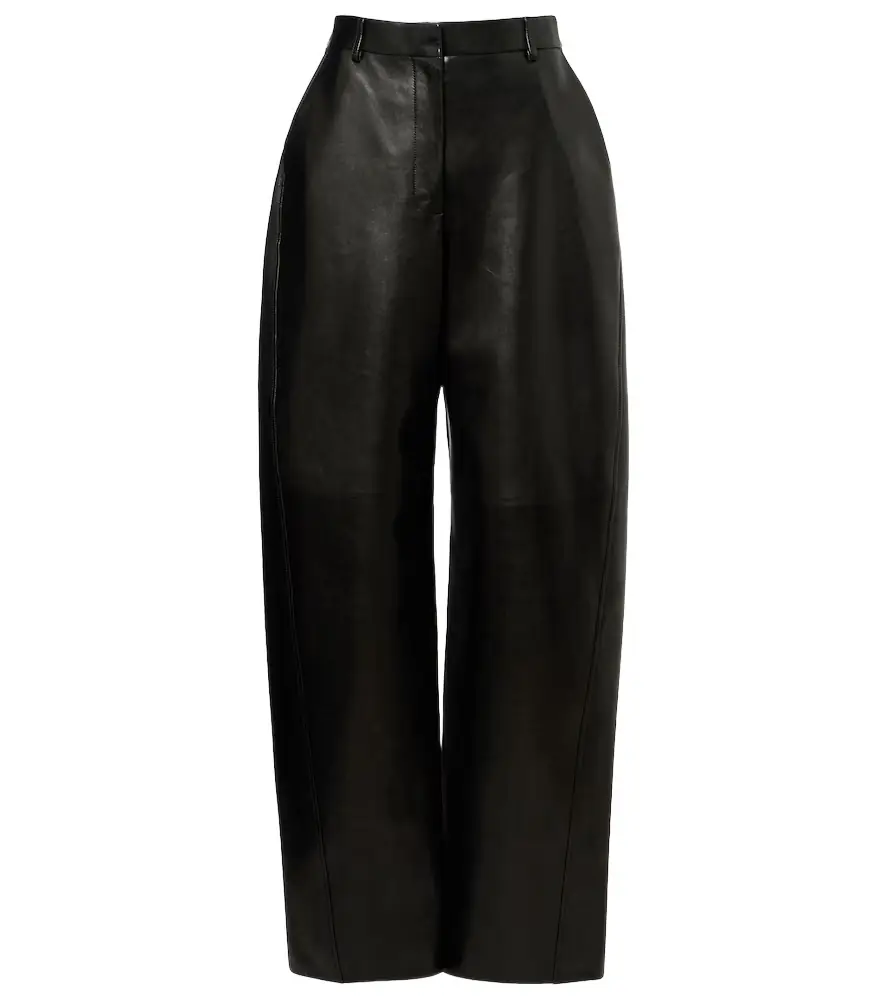 Givenchy High-rise leather barrel-leg pants