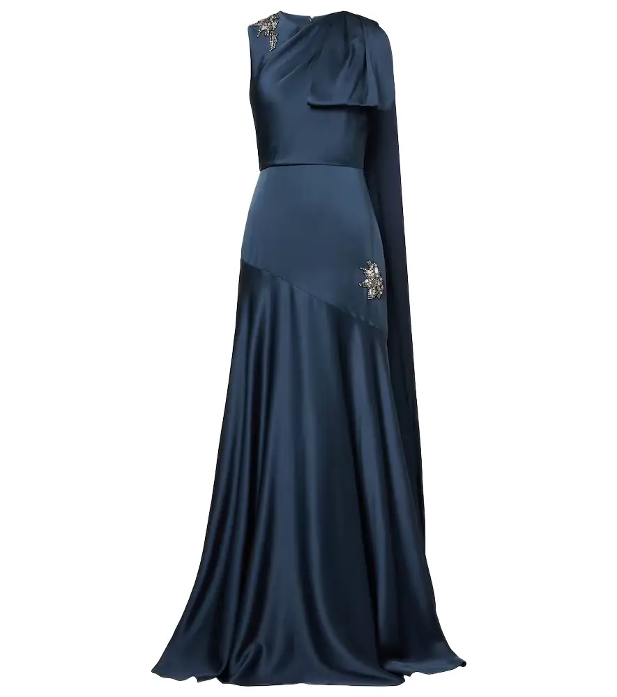 Erdem Embellished scarf-detail satin cady gown