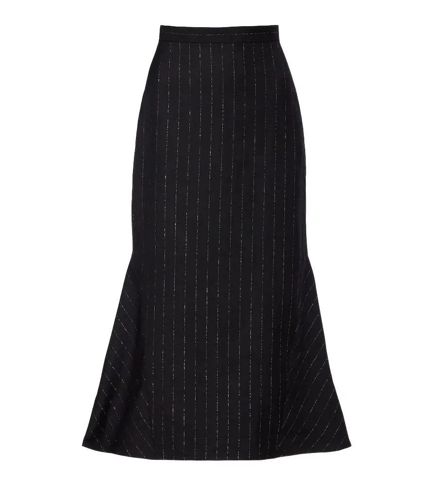 Erdem Pinstripe wool midi skirt