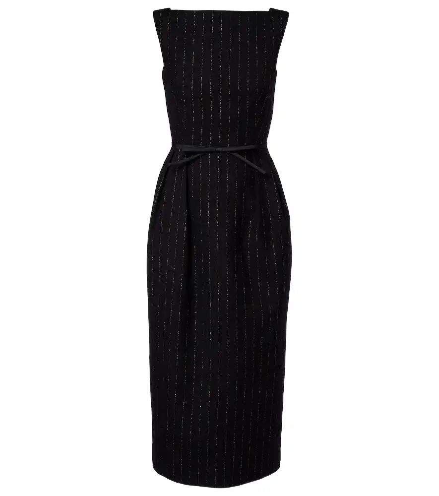 Erdem Pinstripe wool lamé midi dress