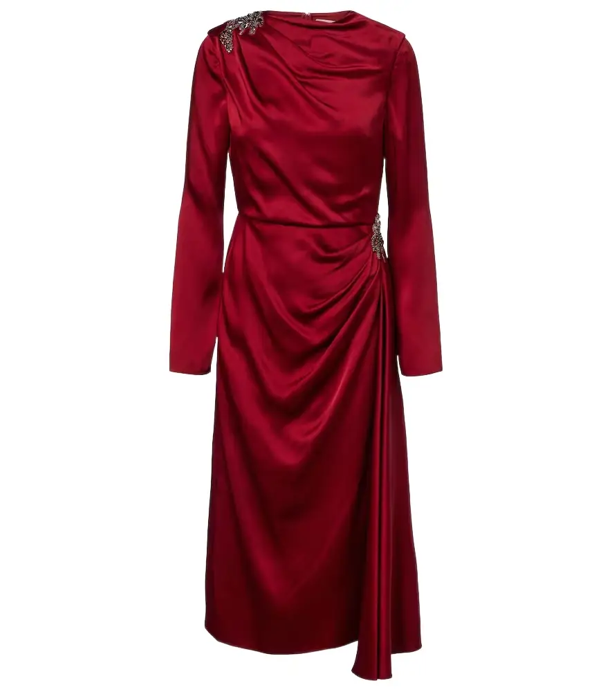 Erdem Crystal-embellished satin cady cocktail dress