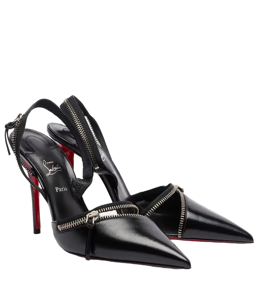 Christian Louboutin Slingyzip 100 leather slingback pumps