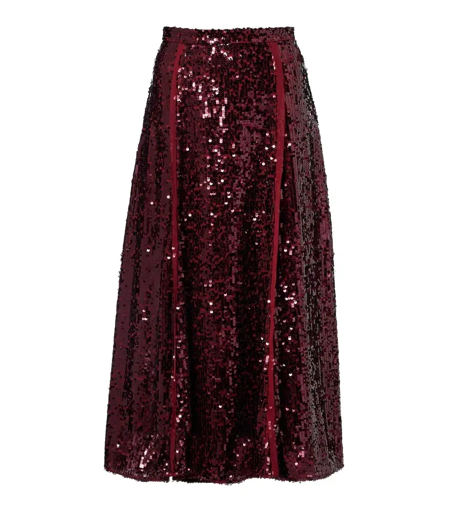 Erdem Sequined georgette midi skirt
