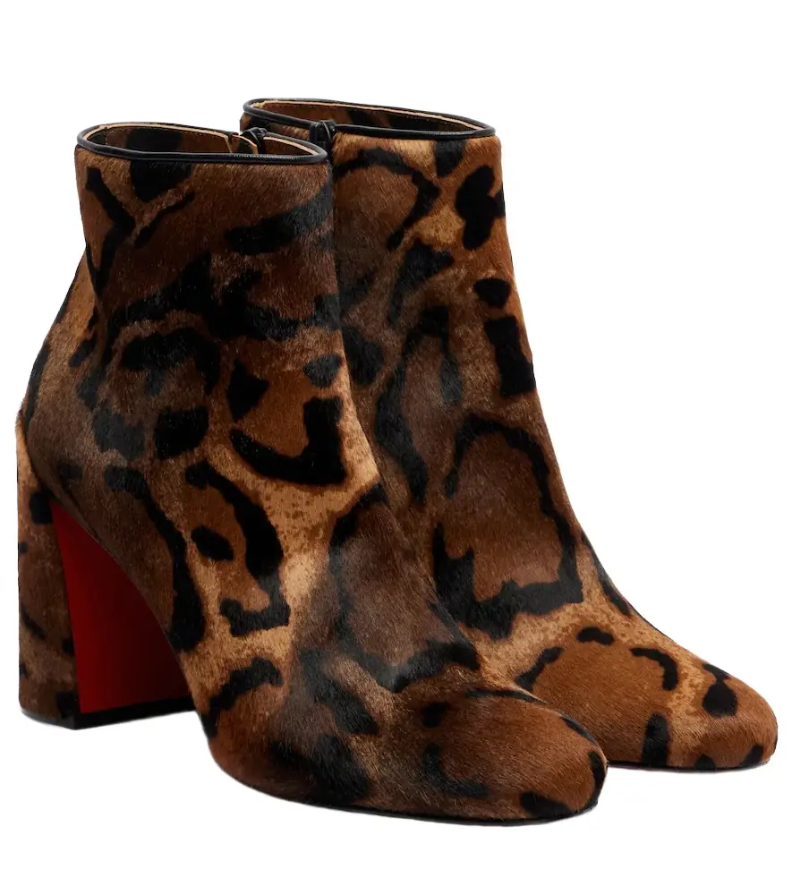 Christian Louboutin Jane 85 leopard-printed calf hair ankle boots