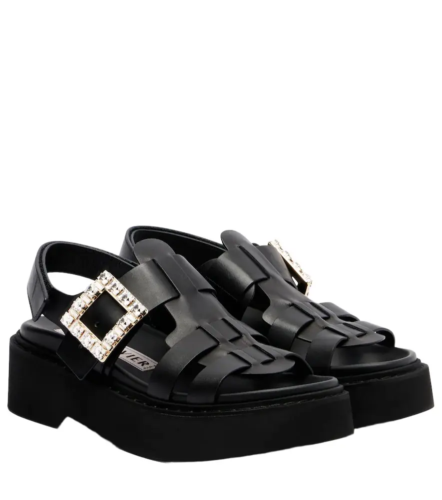 Roger Vivier Viv' Rangers leather platform sandals