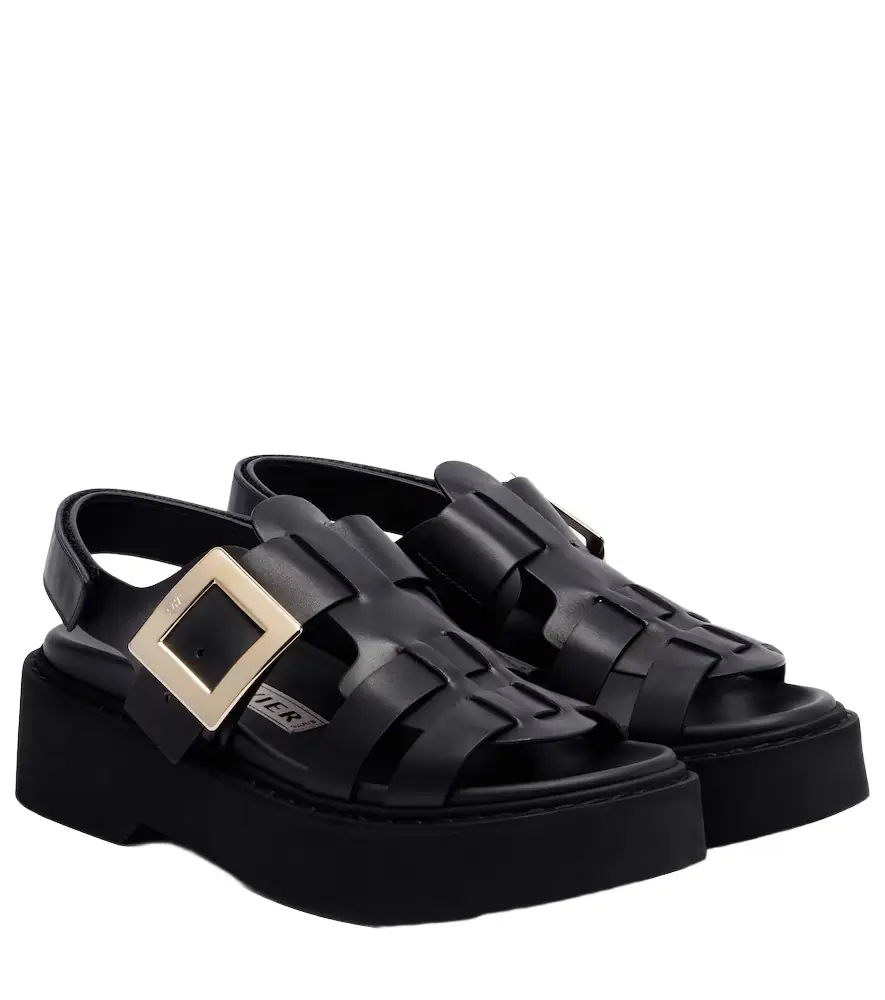 Roger Vivier Viv' Rangers leather platform sandals
