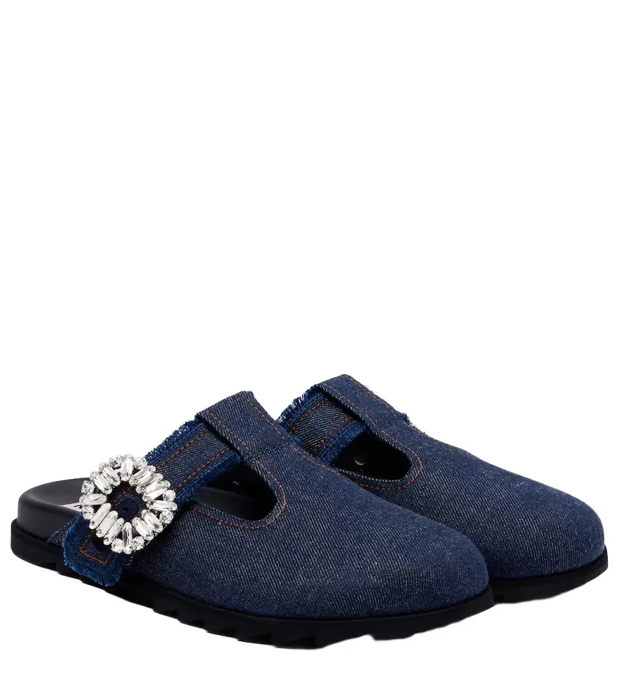 Roger Vivier Slidy Viv' embellished denim mules