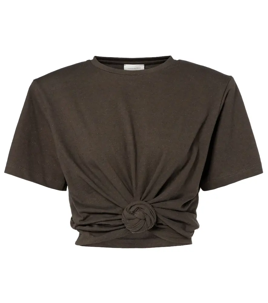 Magda Butrym Gathered cotton and silk T-shirt