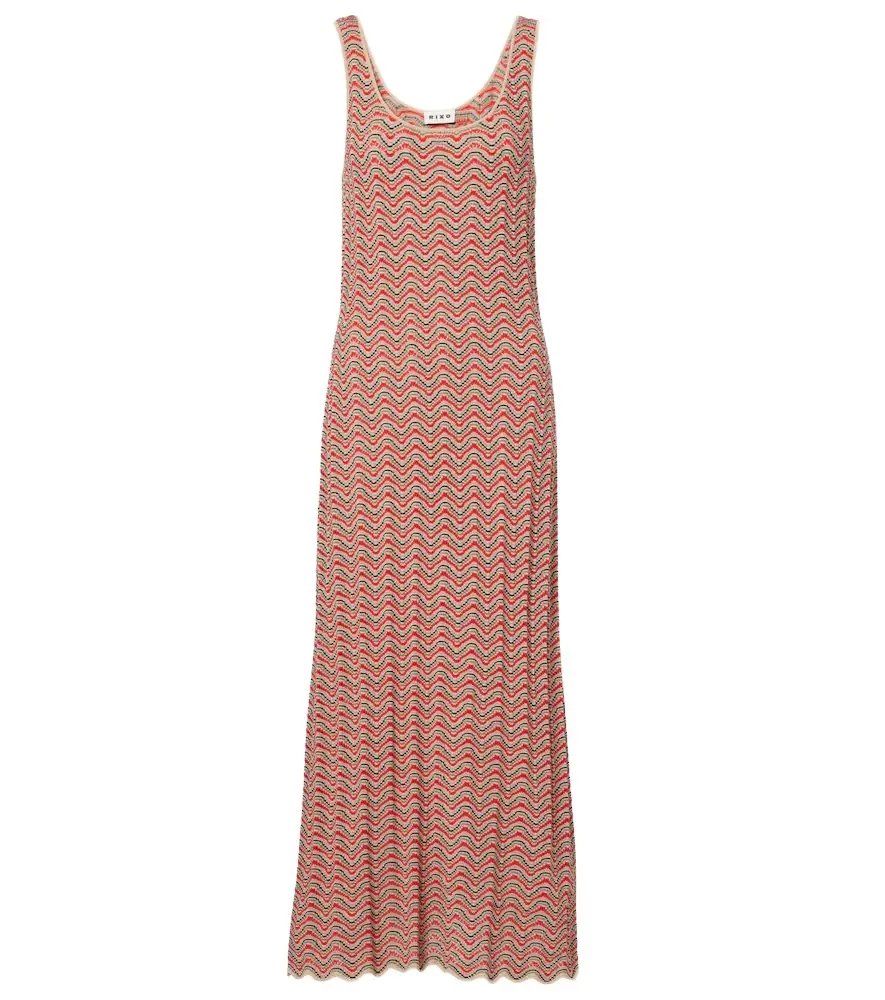 rixo knit dress Lucila knitted chevron cotton maxi dress in multicoloured - Rixo