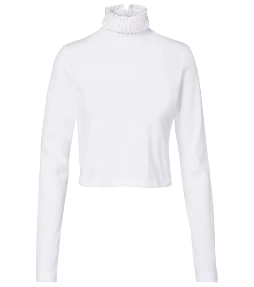 Alaia Alaïa Cropped turtleneck cotton jersey top