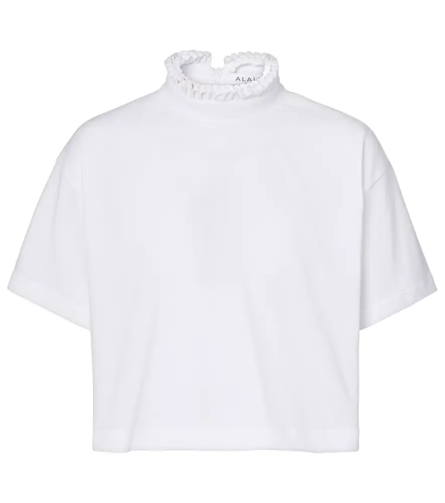 Alaia Alaïa Cropped cotton jersey turtleneck top