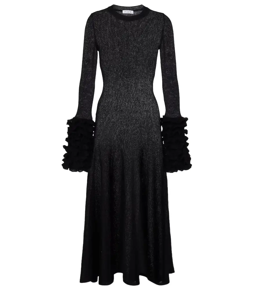 Alaia Alaïa Ruffled mohair-blend midi dress