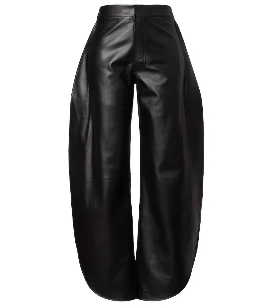 Alaia Alaïa High-rise leather barrel-leg pants