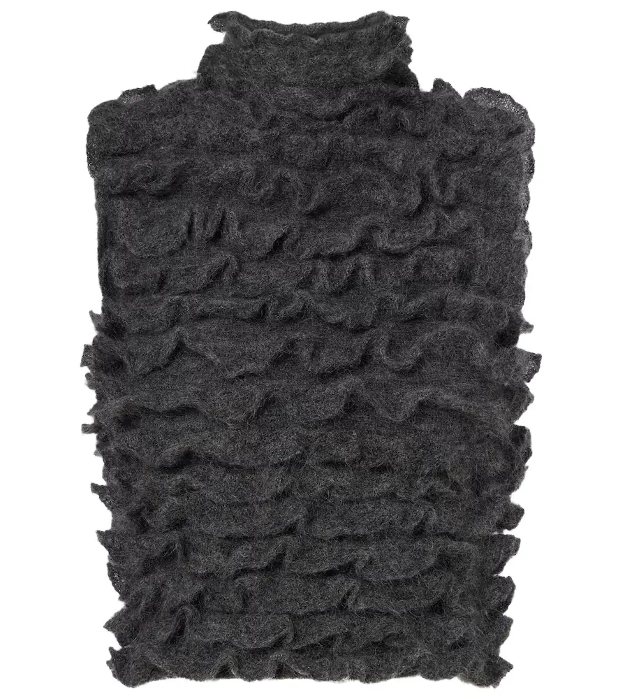 Alaia Alaïa Ruffled mohair-blend turtleneck top