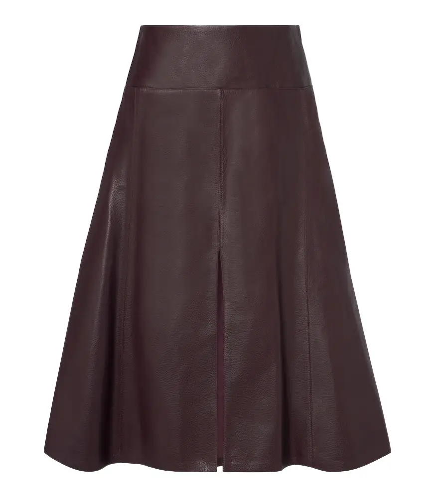 Alaia Alaïa Low-rise leather midi skirt