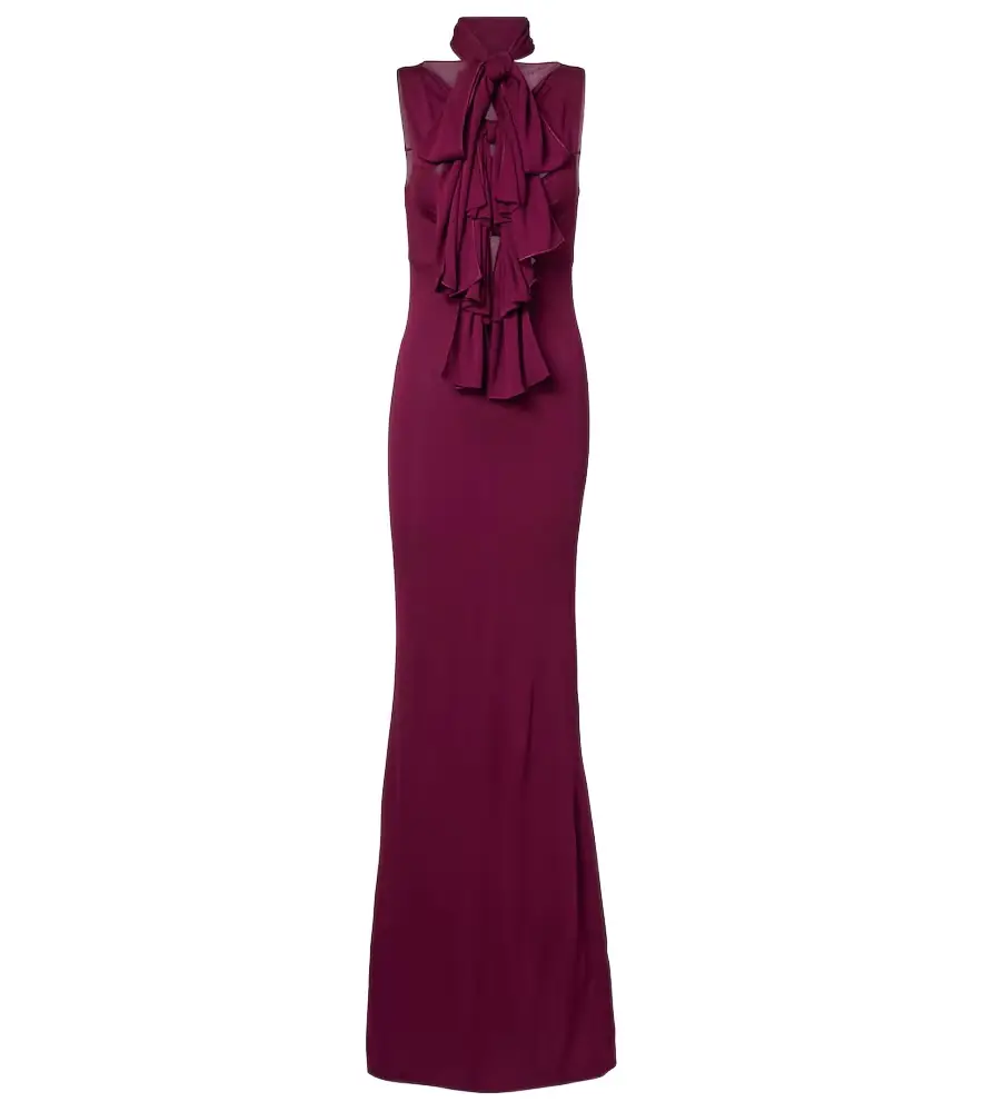 Alaia Alaïa Bow-detail halterneck jersey gown