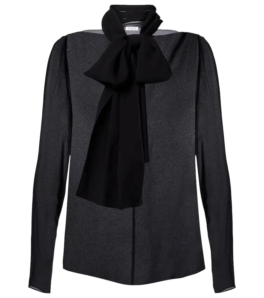 Alaia Alaïa Sheer tie-neck blouse