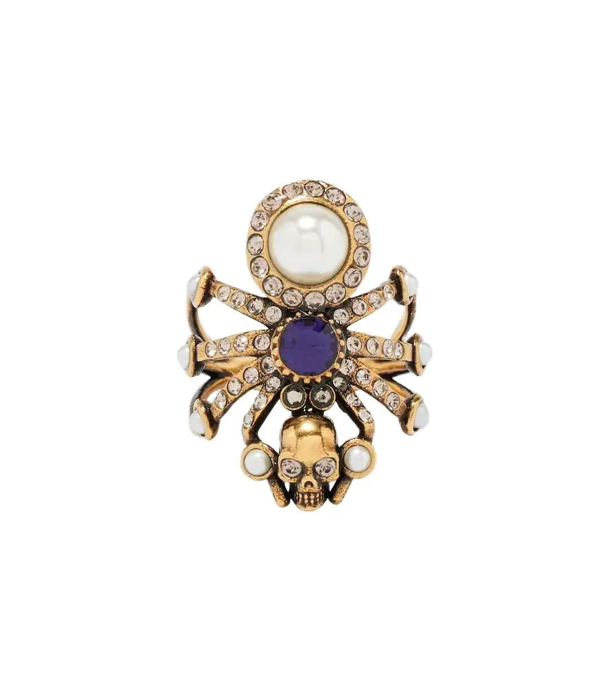 McQueen Spider embellished ring